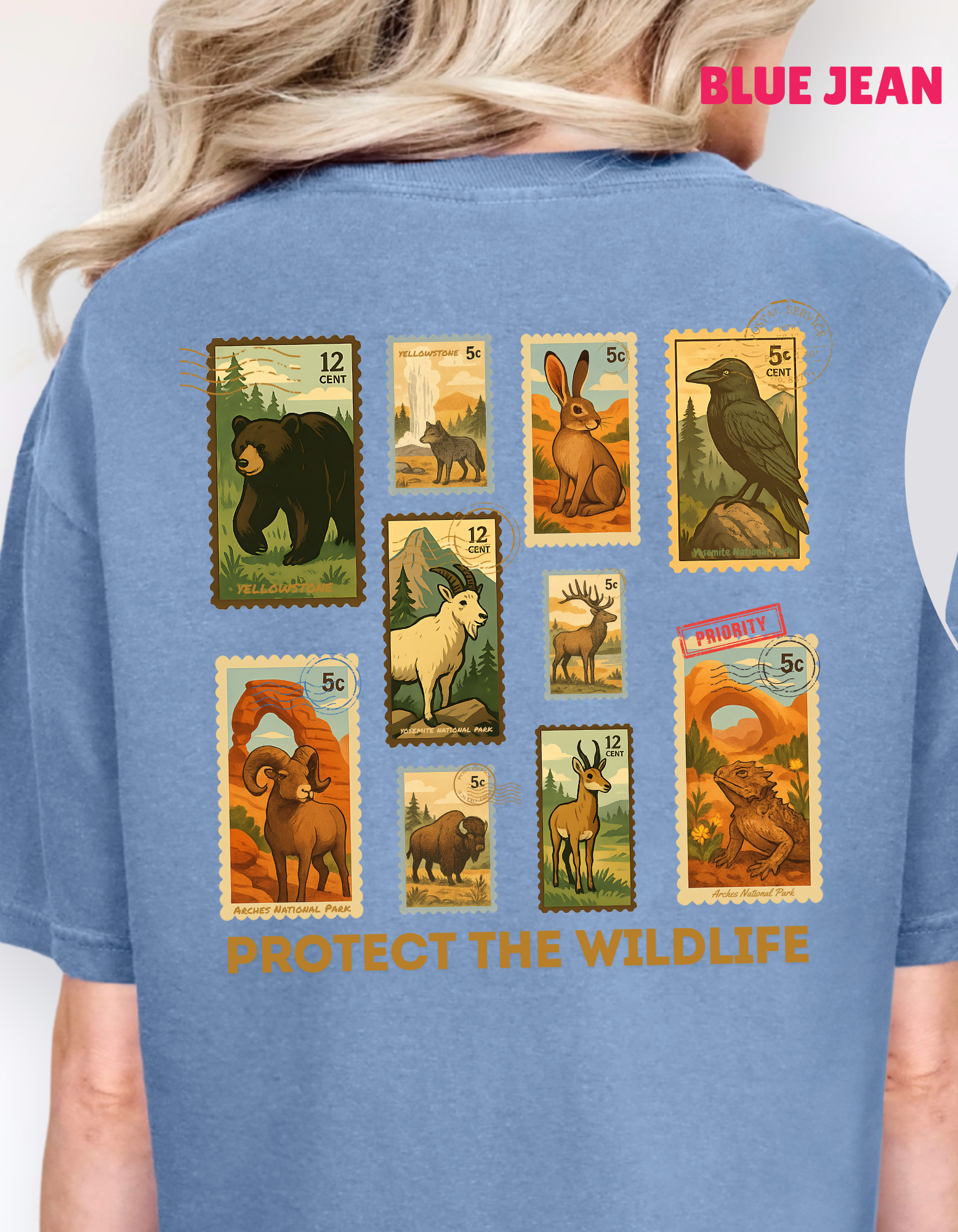 Protect Wildlife Stamps Shirt, Nature Lover Tee, Respect the Locals Tshirt, National Parks Shirt, Granola Girl Stamps Shirt, Comfort Colors
