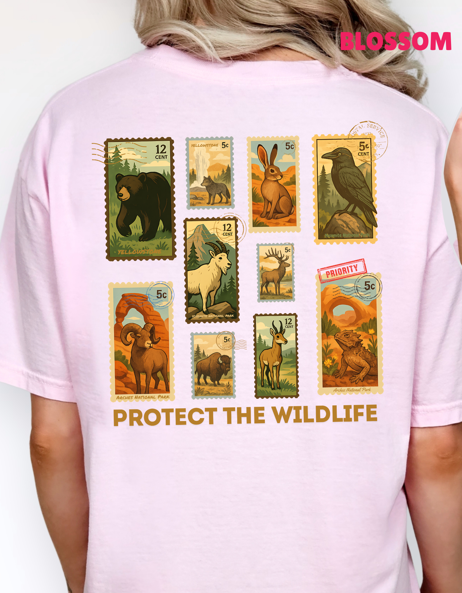 Protect Wildlife Stamps Shirt, Nature Lover Tee, Respect the Locals Tshirt, National Parks Shirt, Granola Girl Stamps Shirt, Comfort Colors
