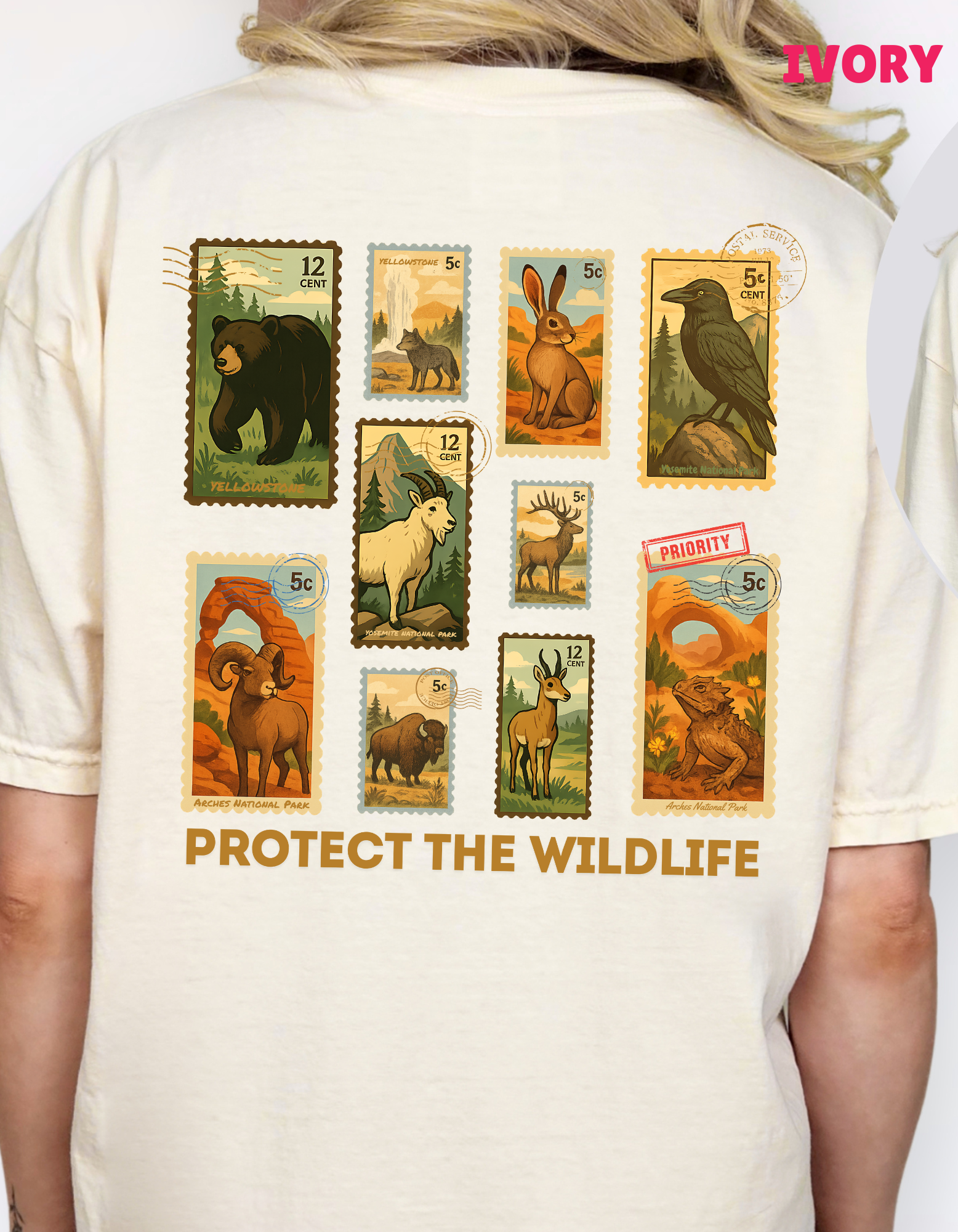 Protect Wildlife Stamps Shirt, Nature Lover Tee, Respect the Locals Tshirt, National Parks Shirt, Granola Girl Stamps Shirt, Comfort Colors