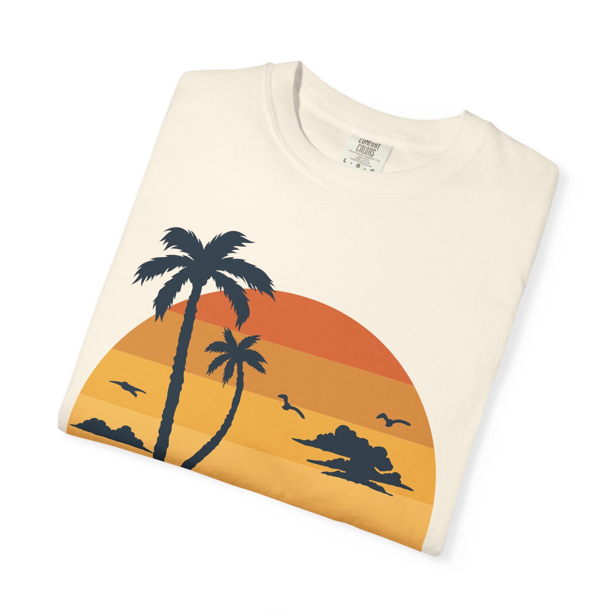 Miami Florida Sunset TShirt - Unisex Garment-Dyed T-shirt | Miami Beach Vibes Tee | Miami Retro Sunset Summer Apparel