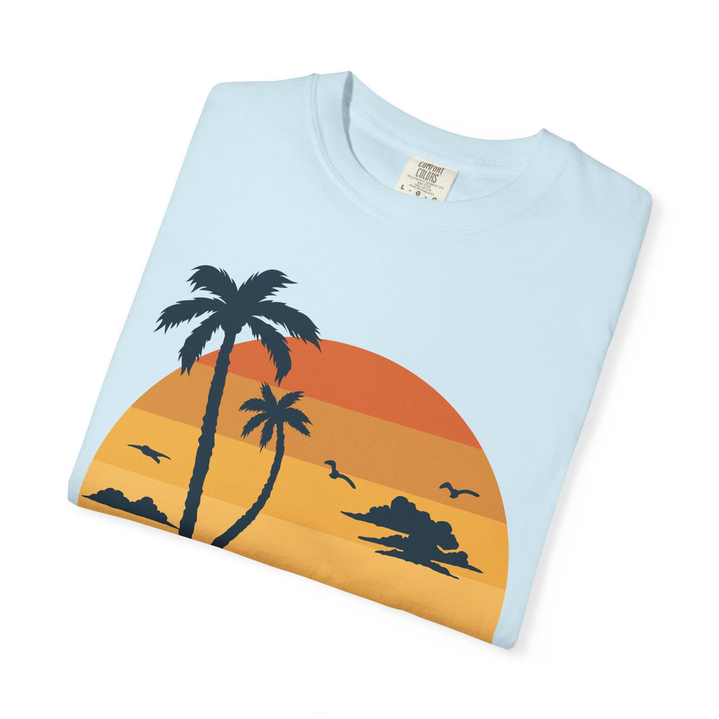 Miami Florida Sunset TShirt - Unisex Garment-Dyed T-shirt | Miami Beach Vibes Tee | Miami Retro Sunset Summer Apparel