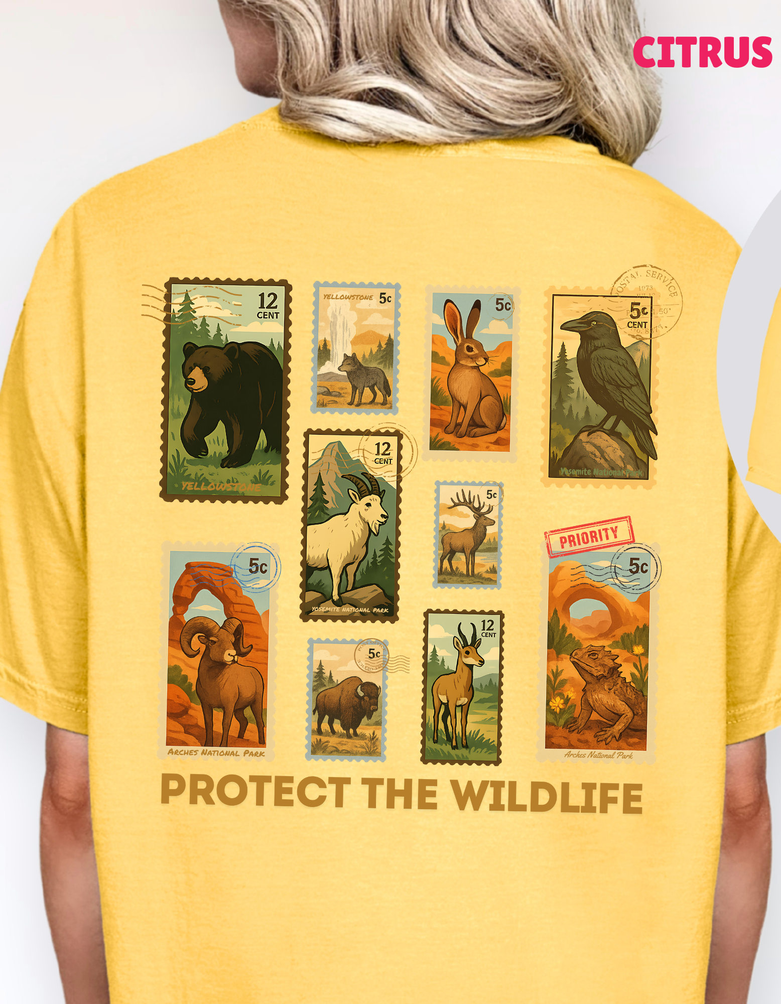 Protect Wildlife Stamps Shirt, Nature Lover Tee, Respect the Locals Tshirt, National Parks Shirt, Granola Girl Stamps Shirt, Comfort Colors