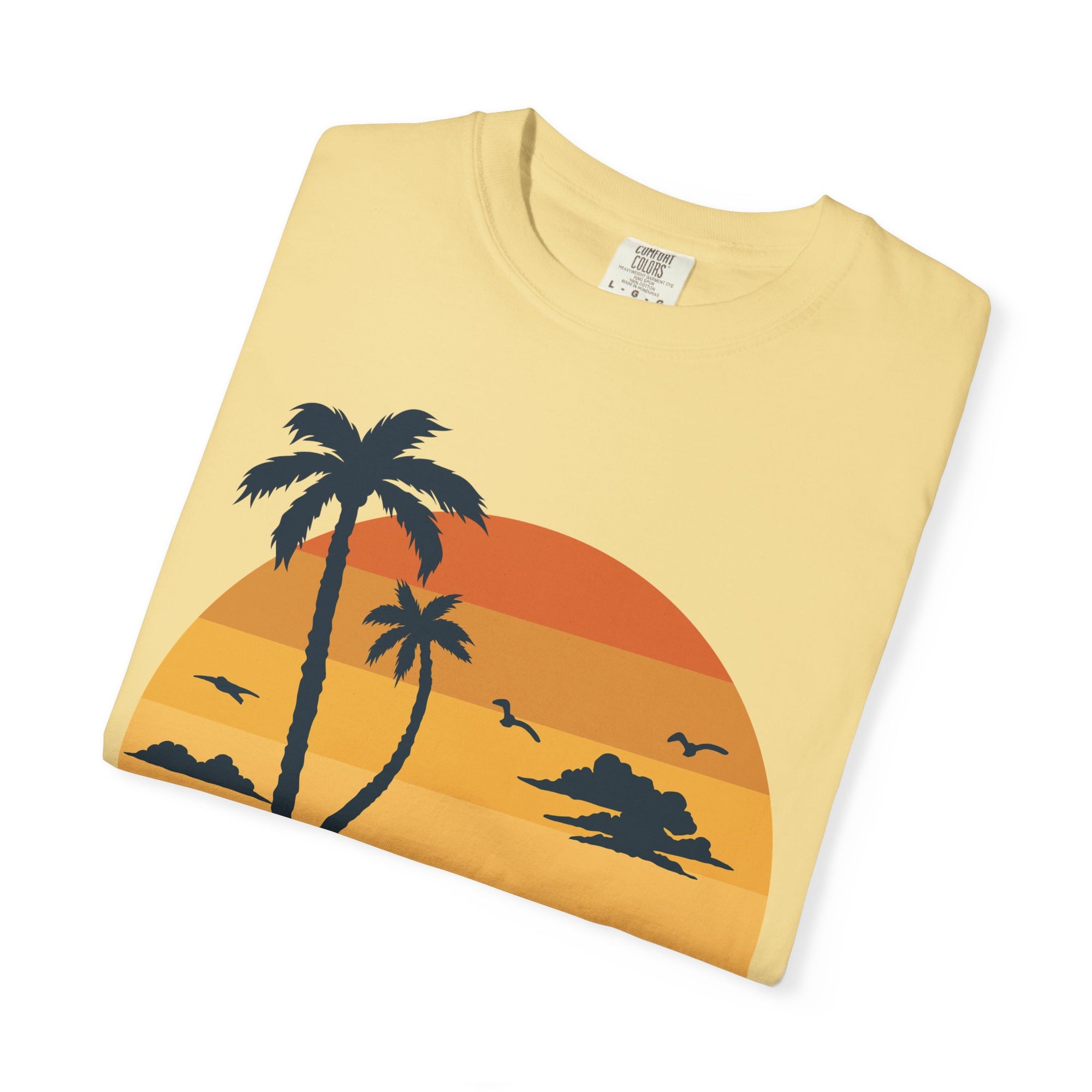 Miami Florida Sunset TShirt - Unisex Garment-Dyed T-shirt | Miami Beach Vibes Tee | Miami Retro Sunset Summer Apparel