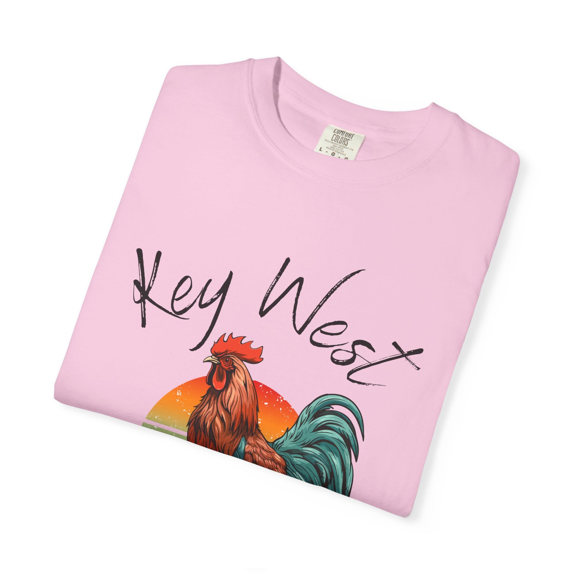 Key West Sunset Rooster T-Shirt, Unisex Summer Tee, Beach Vacation Shirt, Florida Souvenir Apparel, Casual Graphic Tee