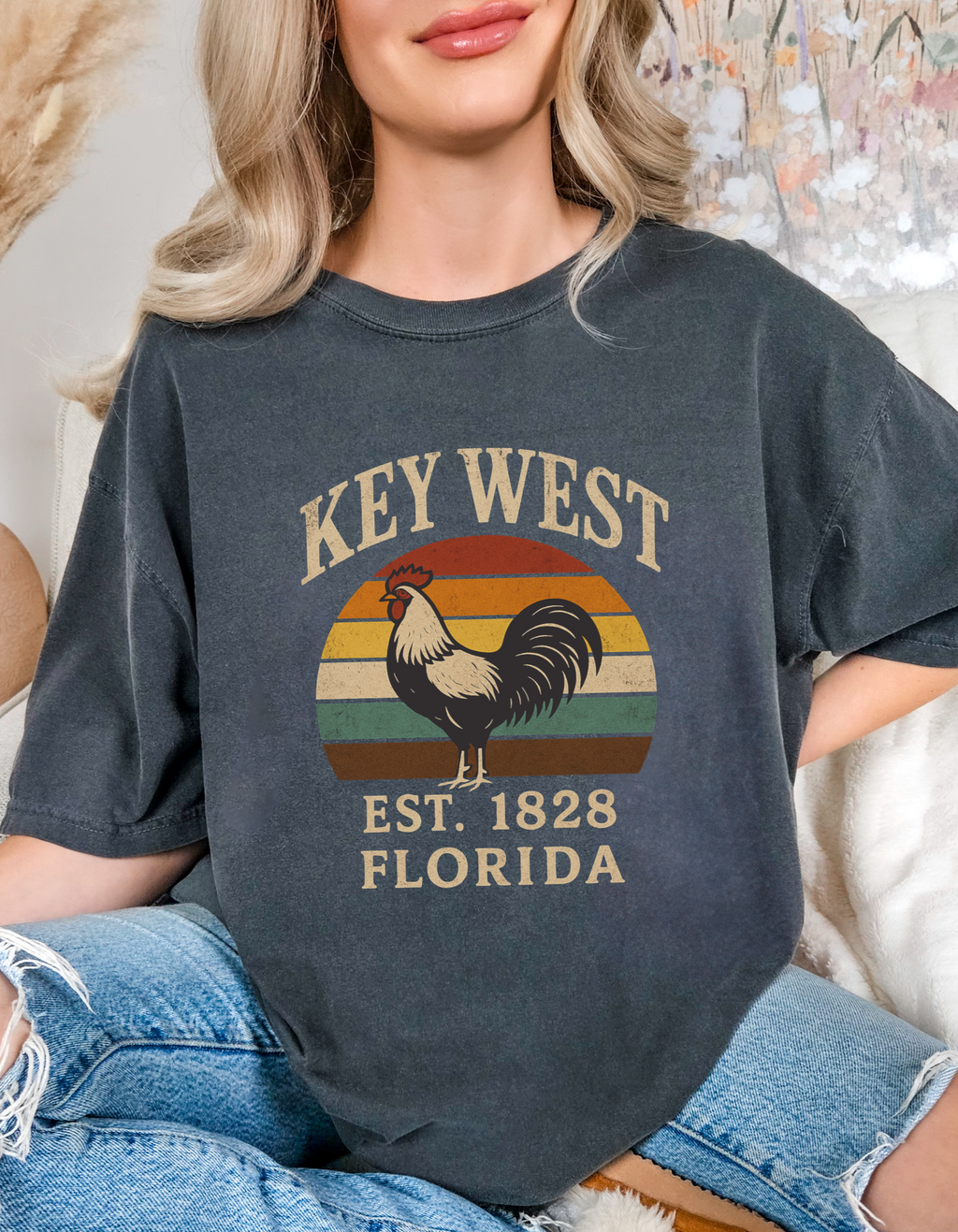 Key West Retro Rooster Shirt, Key West Vintage Style Tee, Florida Keys Gifts, Unisex Key West Rooster Shirt, Key West Merch, Key West Vacation