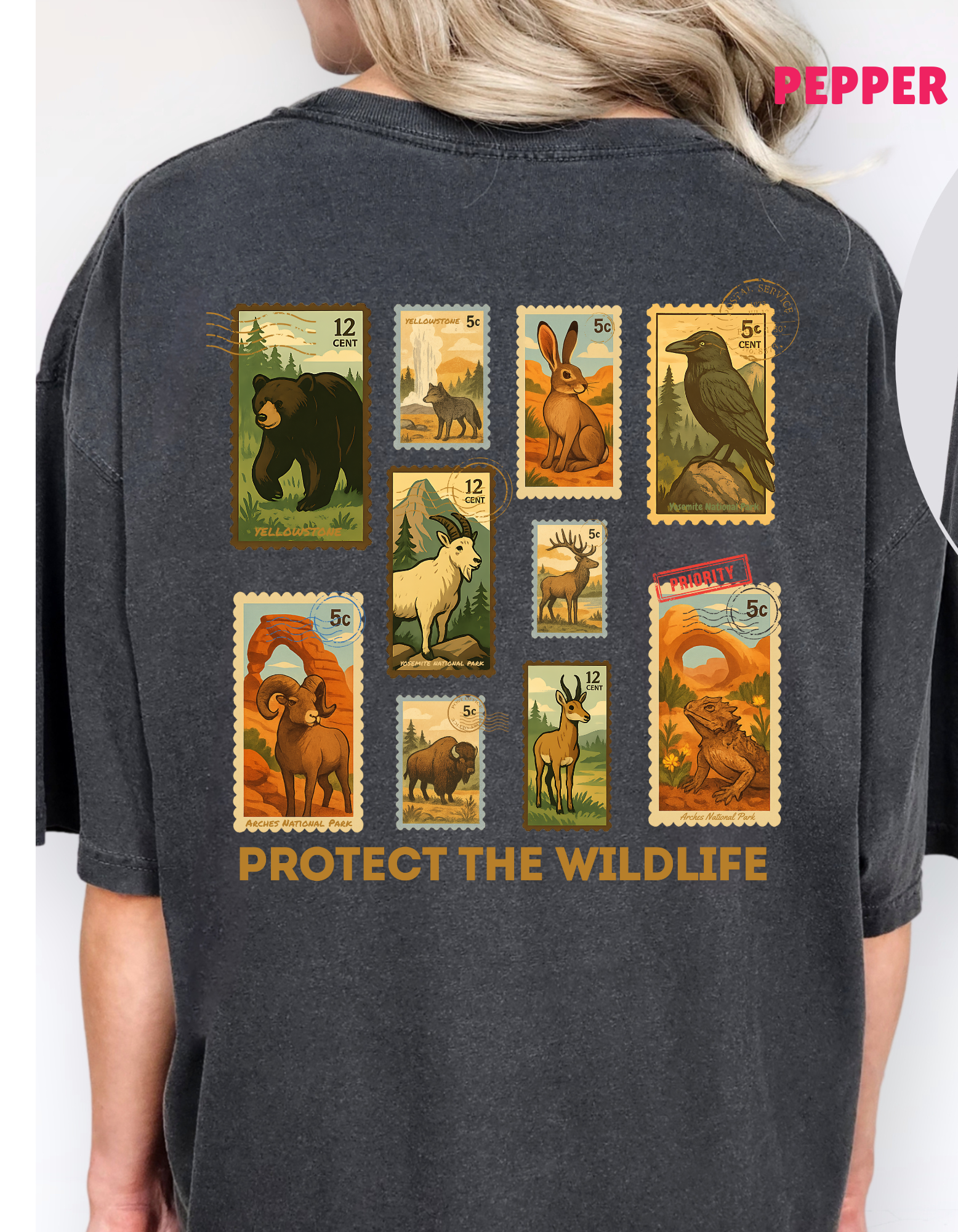 Protect Wildlife Stamps Shirt, Nature Lover Tee, Respect the Locals Tshirt, National Parks Shirt, Granola Girl Stamps Shirt, Comfort Colors