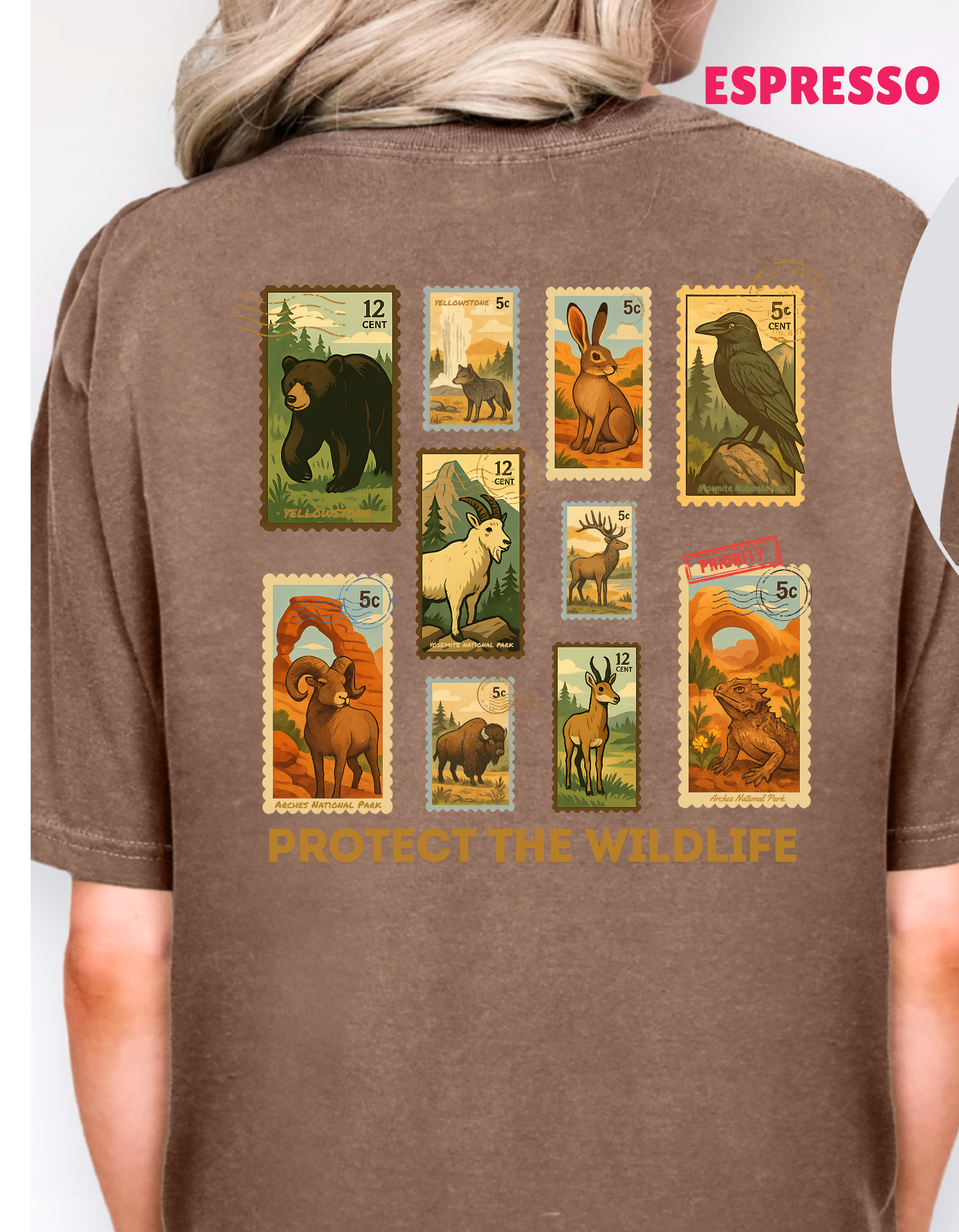 Protect Wildlife Stamps Shirt, Nature Lover Tee, Respect the Locals Tshirt, National Parks Shirt, Granola Girl Stamps Shirt, Comfort Colors