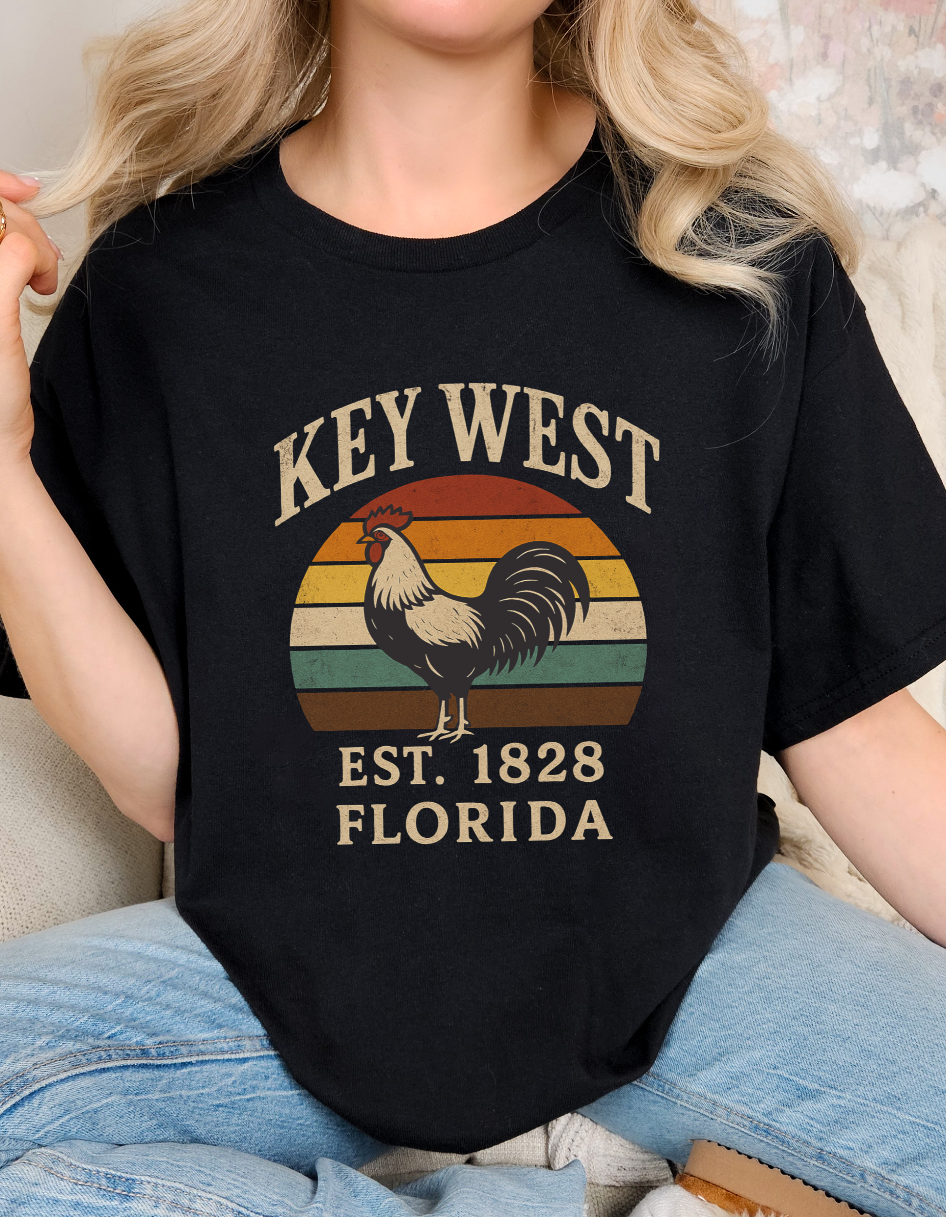Key West Retro Rooster Shirt, Key West Vintage Style Tee, Florida Keys Gifts, Unisex Key West Rooster Shirt, Key West Merch, Key West Vacation