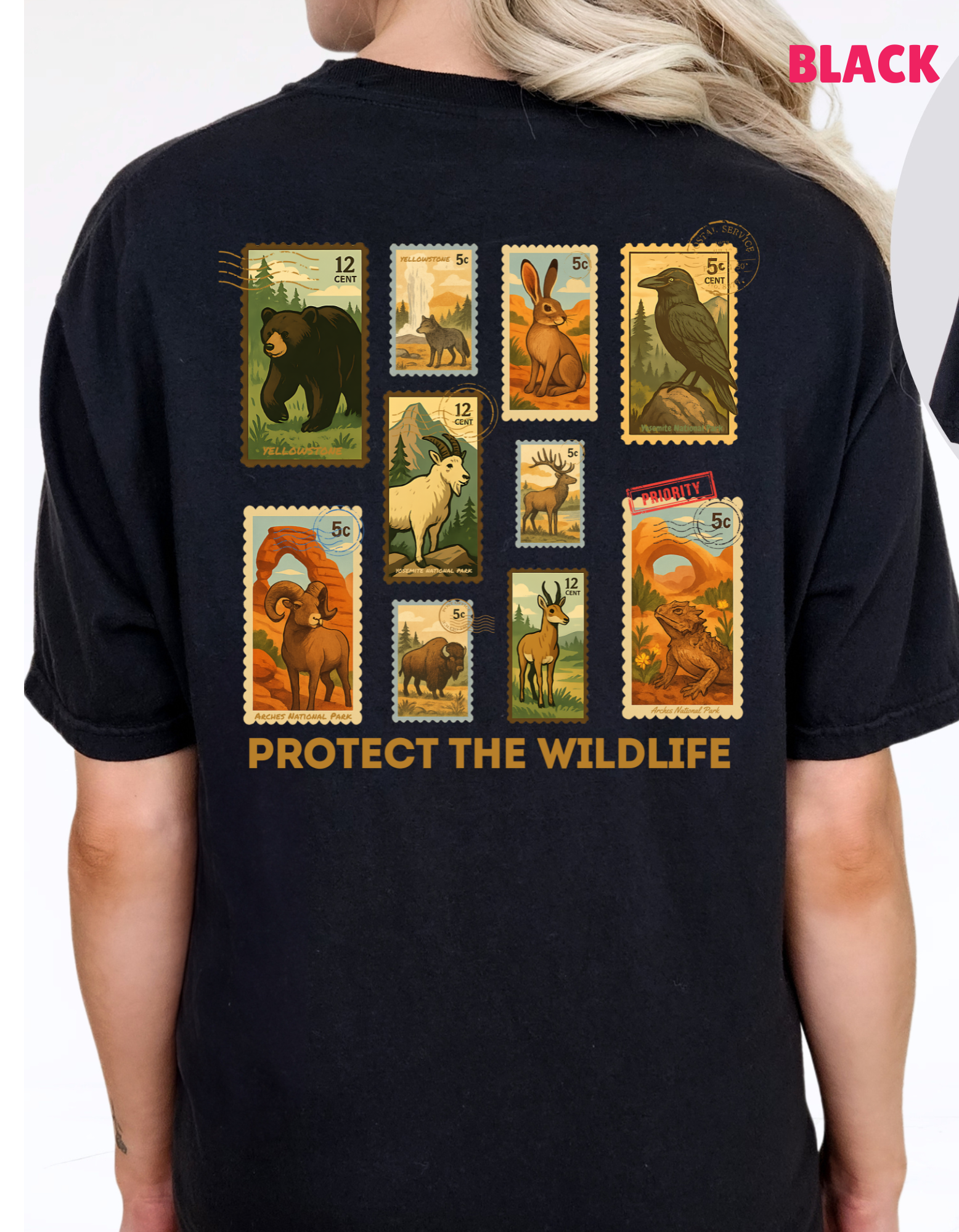 Protect Wildlife Stamps Shirt, Nature Lover Tee, Respect the Locals Tshirt, National Parks Shirt, Granola Girl Stamps Shirt, Comfort Colors
