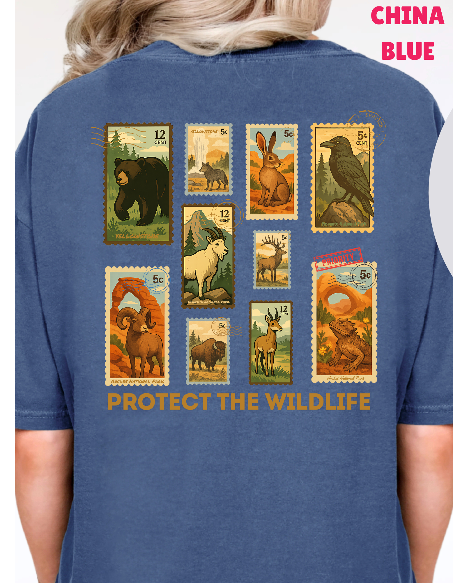 Protect Wildlife Stamps Shirt, Nature Lover Tee, Respect the Locals Tshirt, National Parks Shirt, Granola Girl Stamps Shirt, Comfort Colors