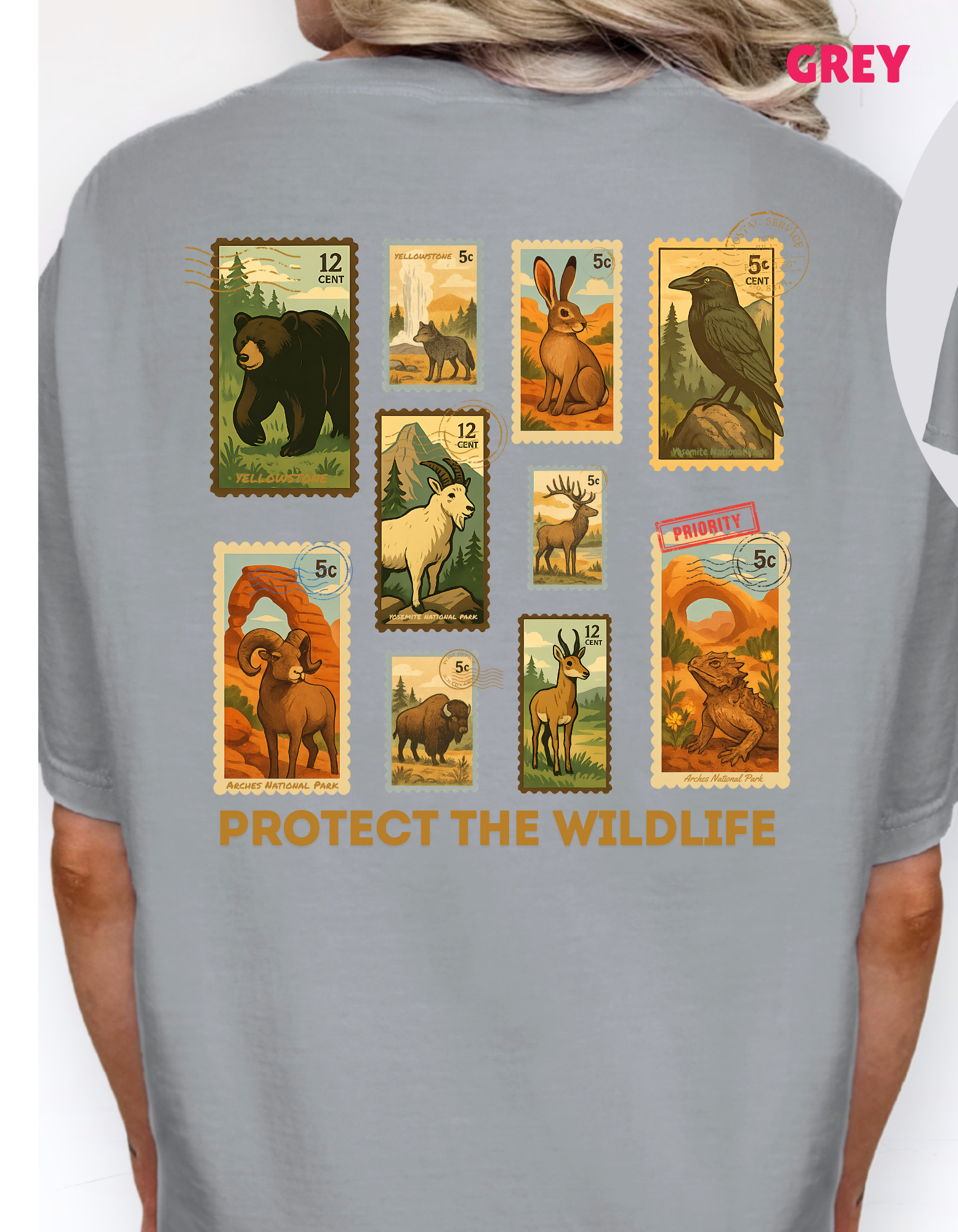 Protect Wildlife Stamps Shirt, Nature Lover Tee, Respect the Locals Tshirt, National Parks Shirt, Granola Girl Stamps Shirt, Comfort Colors