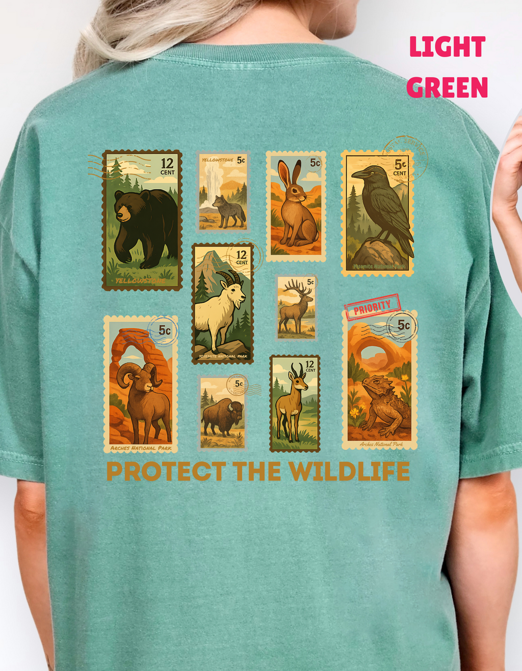 Protect Wildlife Stamps Shirt, Nature Lover Tee, Respect the Locals Tshirt, National Parks Shirt, Granola Girl Stamps Shirt, Comfort Colors