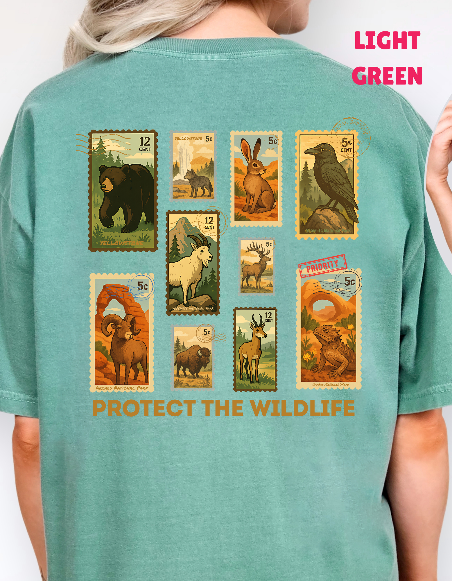 Protect Wildlife Stamps Shirt, Nature Lover Tee, Respect the Locals Tshirt, National Parks Shirt, Granola Girl Stamps Shirt, Comfort Colors