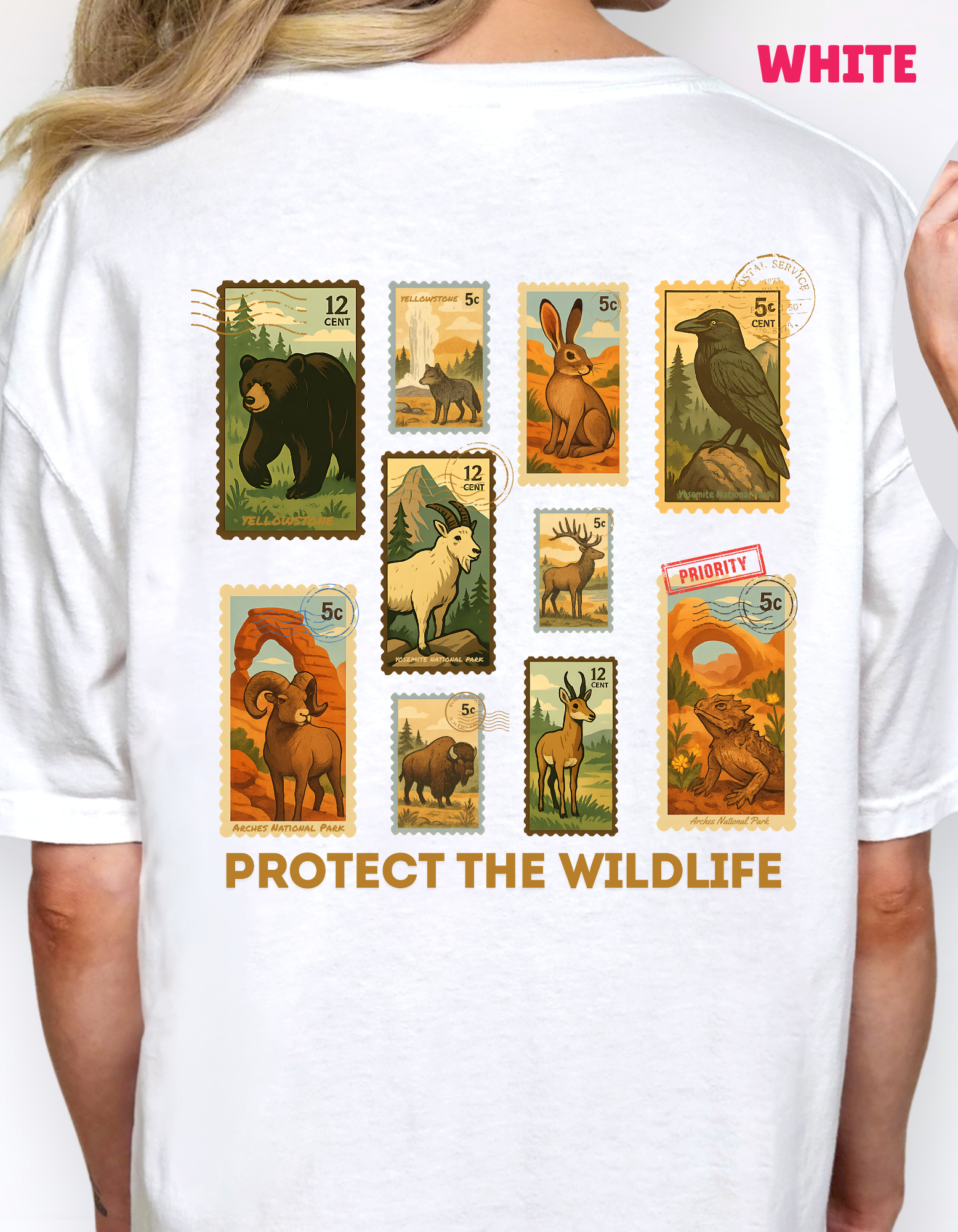 Protect Wildlife Stamps Shirt, Nature Lover Tee, Respect the Locals Tshirt, National Parks Shirt, Granola Girl Stamps Shirt, Comfort Colors