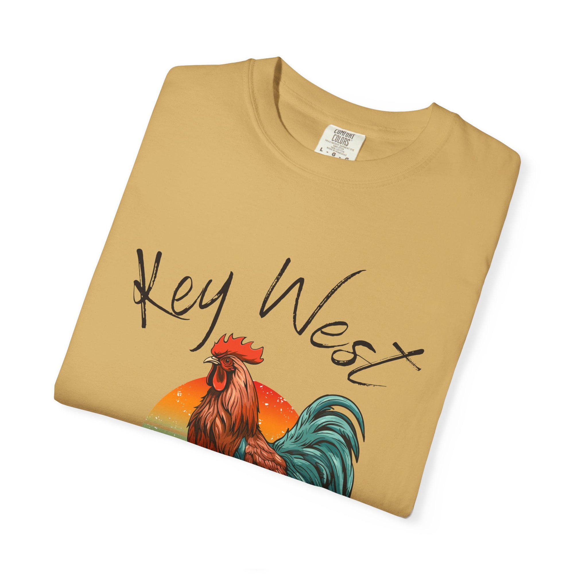 Key West Sunset Rooster T-Shirt, Unisex Summer Tee, Beach Vacation Shirt, Florida Souvenir Apparel, Casual Graphic Tee