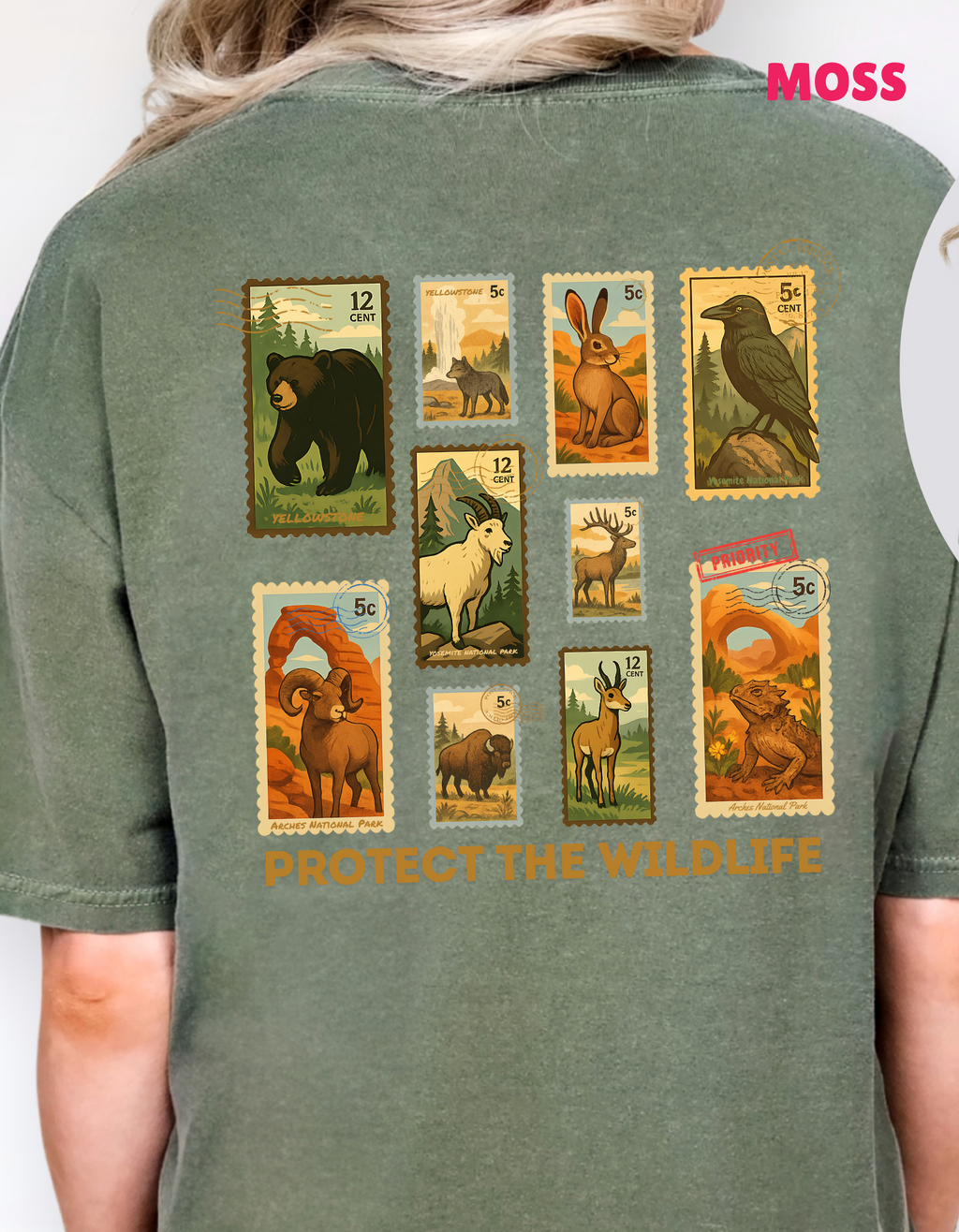 Protect Wildlife Stamps Shirt, Nature Lover Tee, Respect the Locals Tshirt, National Parks Shirt, Granola Girl Stamps Shirt, Comfort Colors